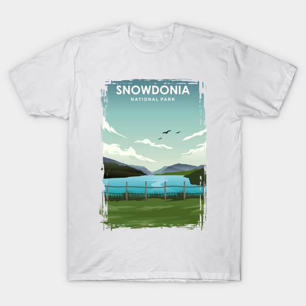 Snowdonia National Park Wales UK Travel Poster T-Shirt by jornvanhezik